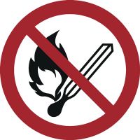 Verbotsschild Feuer, offenes Lucht u. Rauchen verboten nach DIN EN ISO 7010